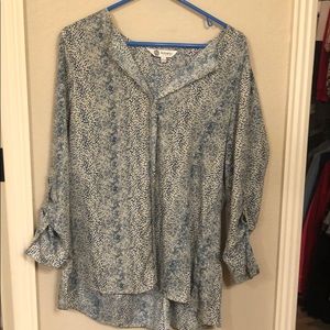 Blue and white blouse